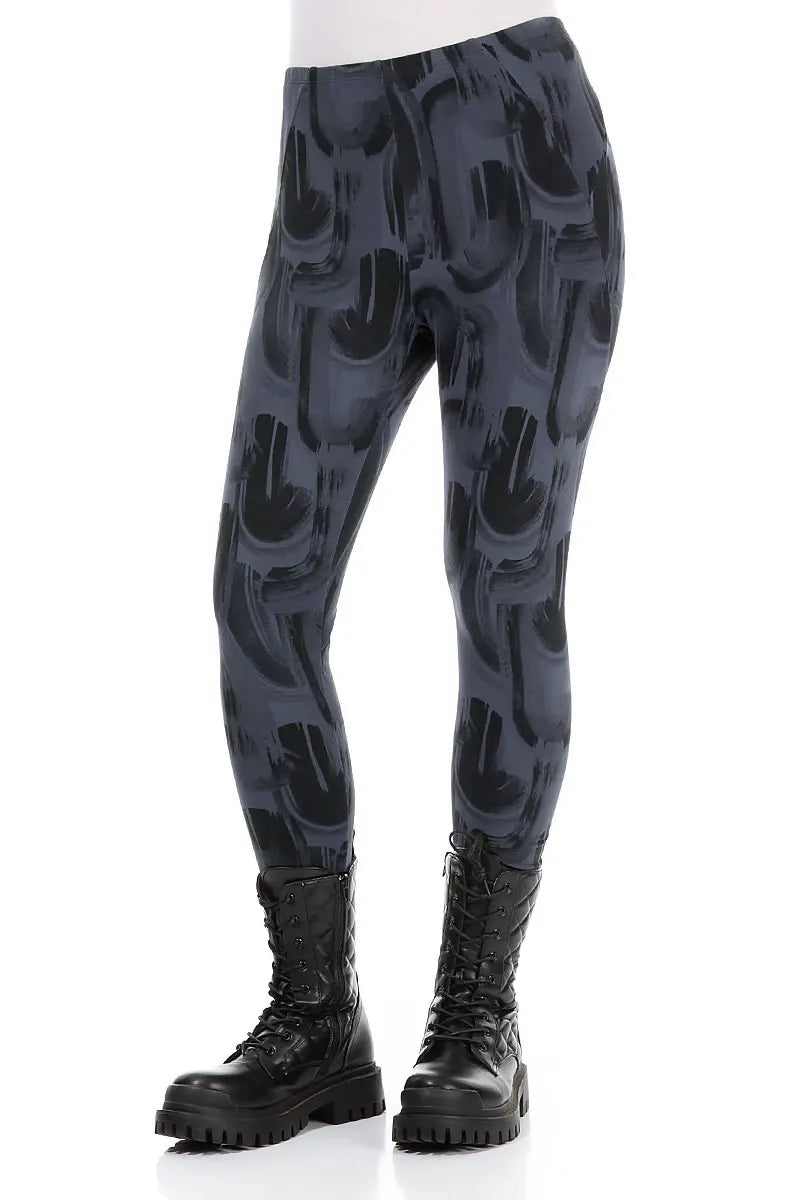 Slate Blue Paintwave Cotton Leggings 3