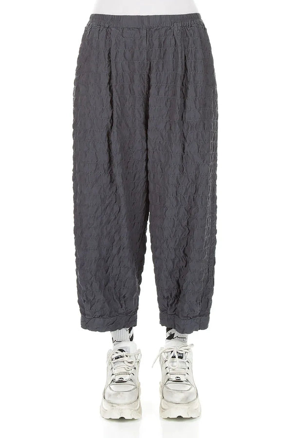 Slate Pleated Silk Bamboo Trousers 1