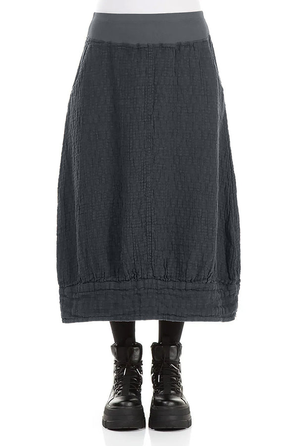 Jupe midi en lin texturé gris ardoise