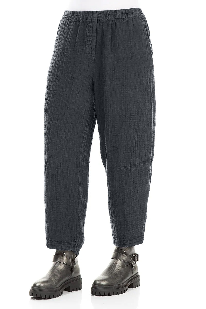 Pantalon en lin texturé gris ardoise
