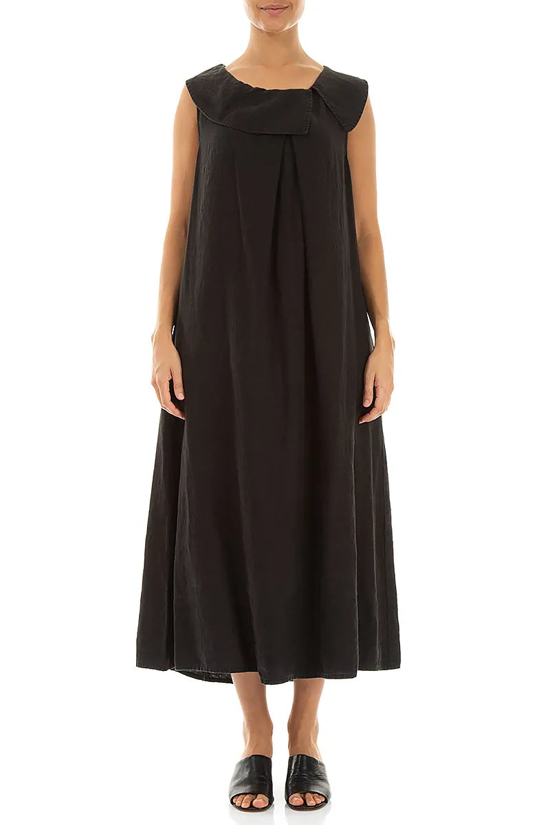 Robe chasuble trapèze en lin noir