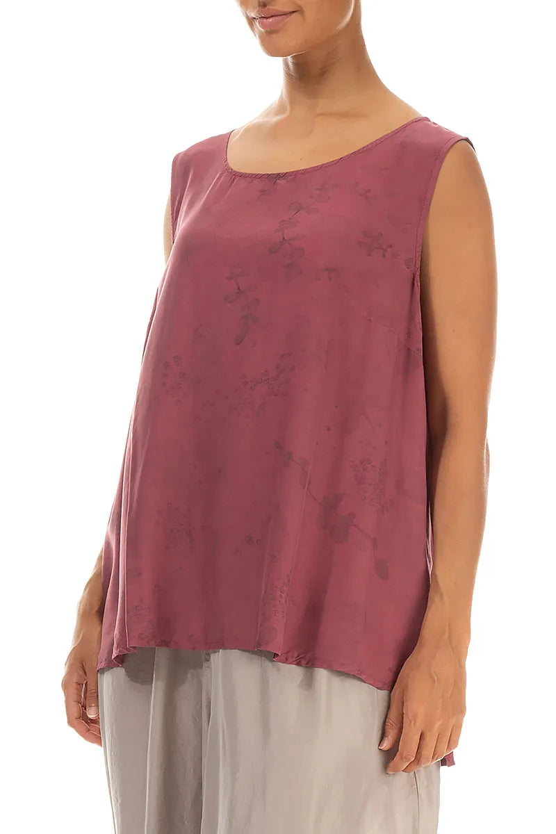 Sleeveless Antique Ruby Blossom Silk Bamboo Top 3