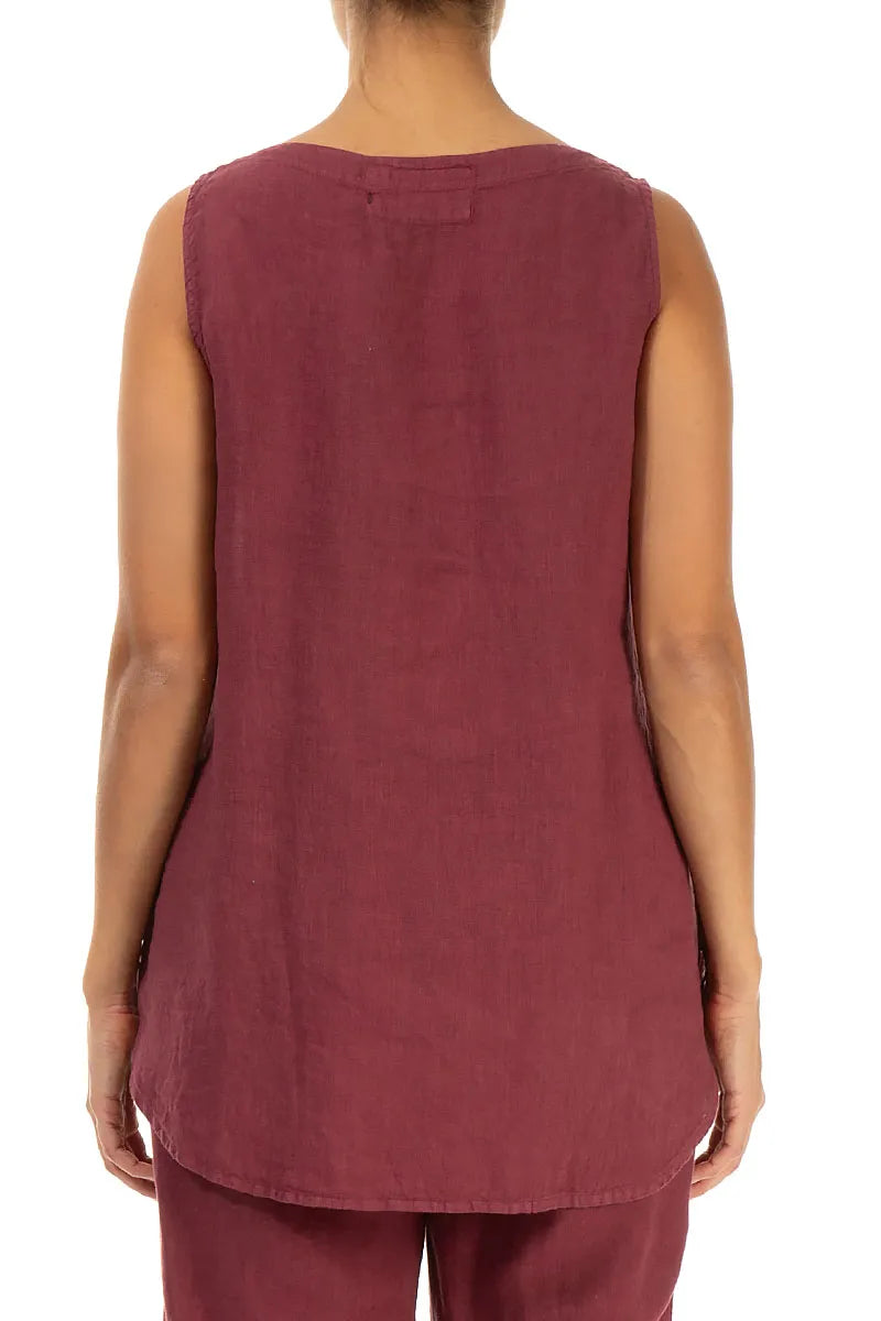 Sleeveless Antique Ruby Linen Top 2