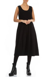 Sleeveless Balloon Black Cotton Jersey Dress 3