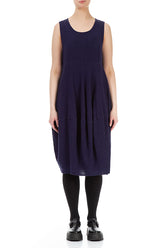 Sleeveless Balloon Blue Violet Linen Viscose Dress 1