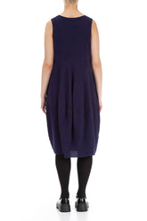 Sleeveless Balloon Blue Violet Linen Viscose Dress 2
