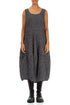Sleeveless Balloon Grey Check Linen Dress 1