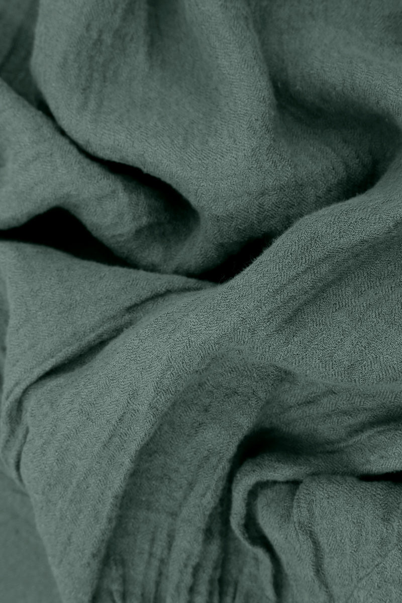 Sleeveless Balloon Sage Crêpe Linen Dress