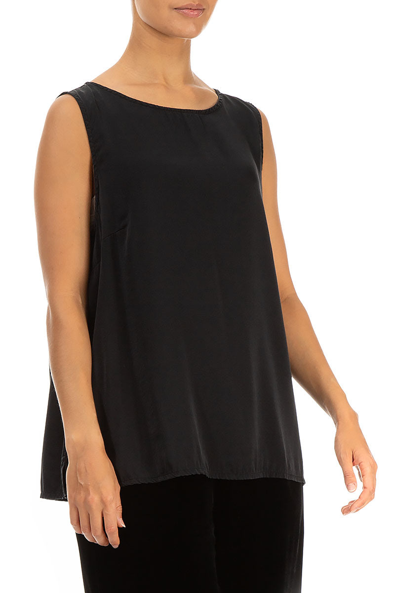 Sleeveless Black Silk Top 3