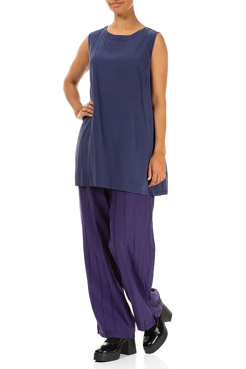 Sleeveless Blue Iris Silk Tunic 4