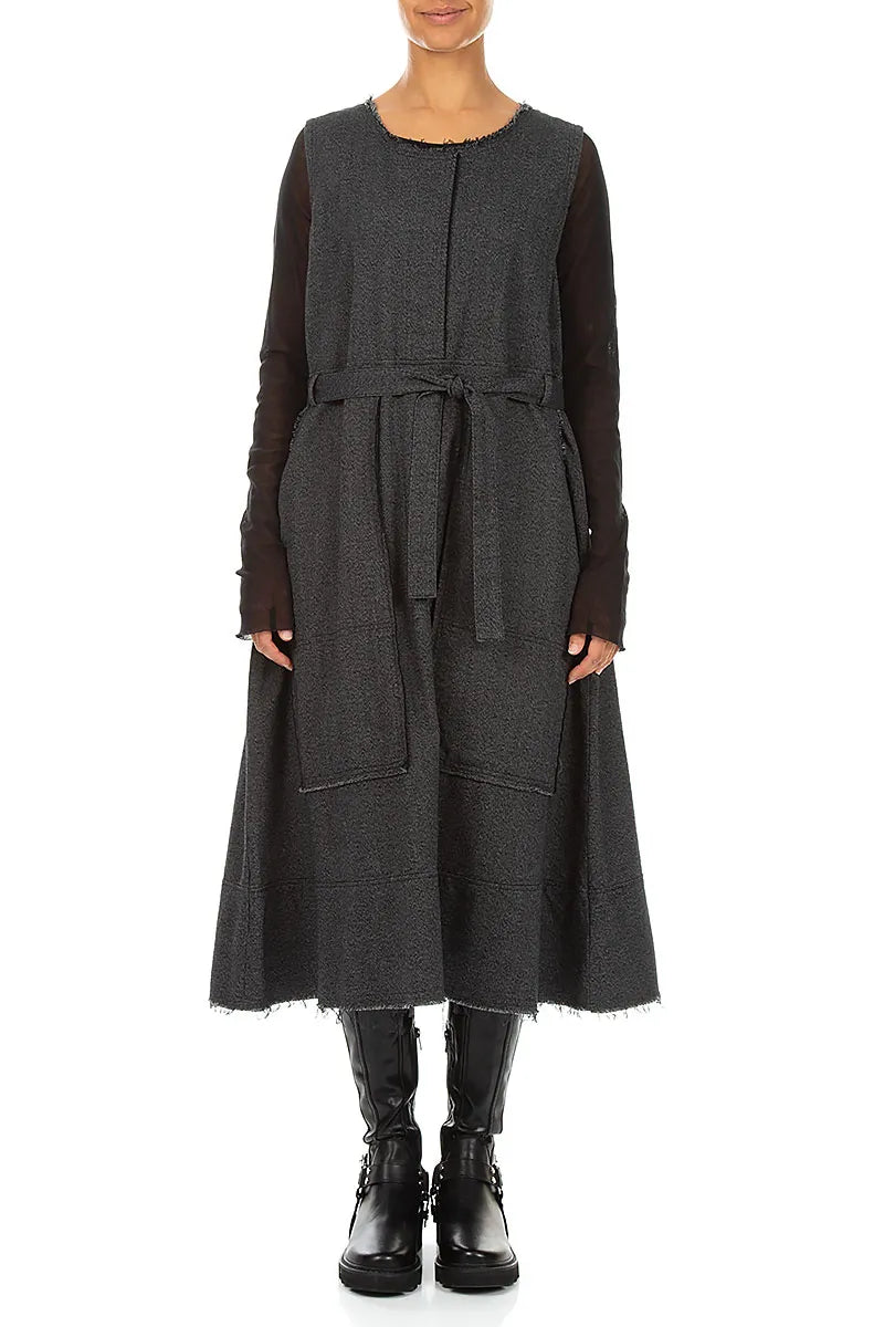 Sleeveless Charcoal Wool Dress 2