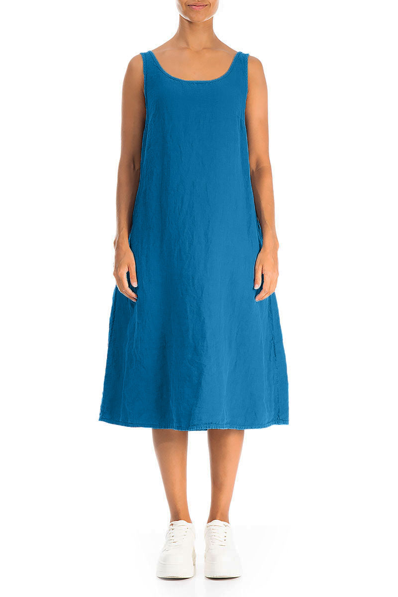cobalt blue sleeveless dress High Neck Sleeveless Cap Shoulder Satin Maxi Bridesmaid Dress In Cobalt Blue