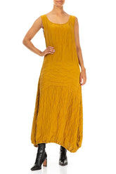 Sleeveless Crinkled Amber Silk Dress 4