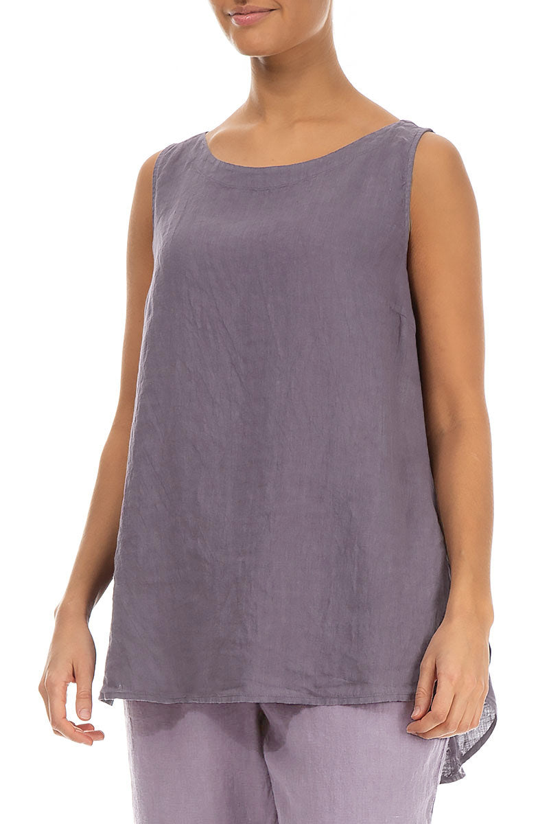 Sleeveless Lavender Linen Top 3