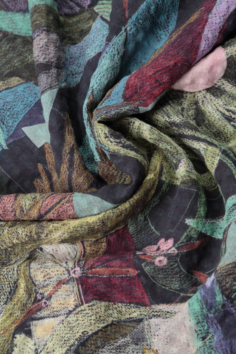 Sleeveless Layered Art Mosaic Textured Silk Blouse