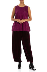 Sleeveless Magenta Devoré Feather Silk Top 4