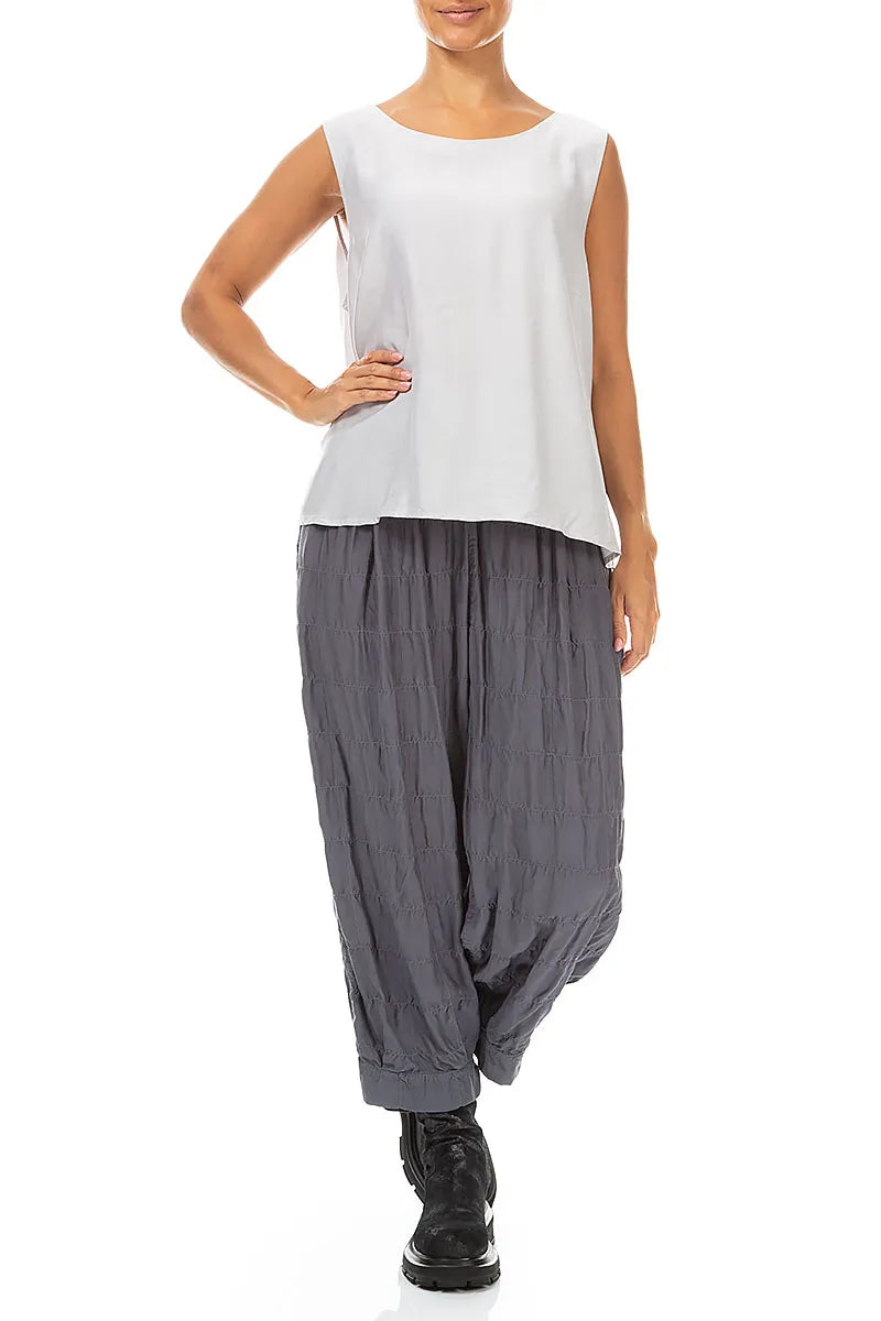 Sleeveless Pearl Grey Silk Bamboo Top 4