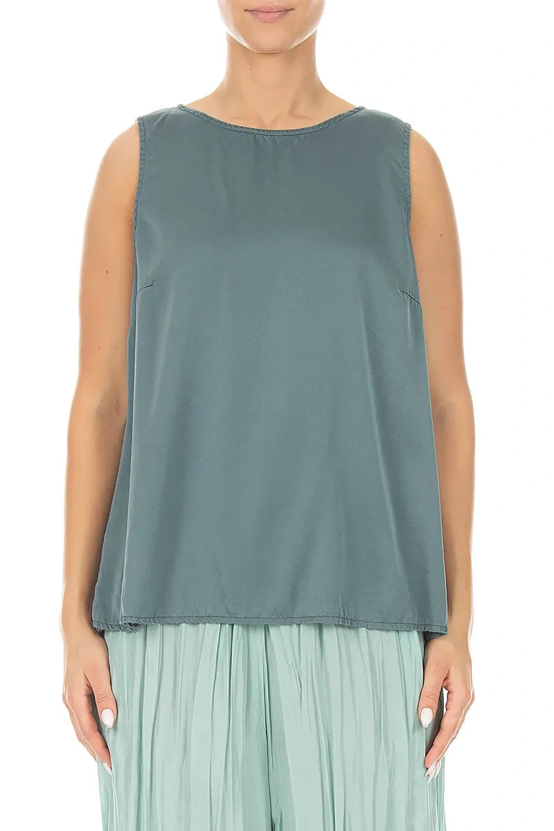 Sleeveless Slate Silk Top 1