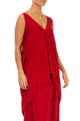 Sleeveless V-Neck Red Silk Bamboo Tunic 3