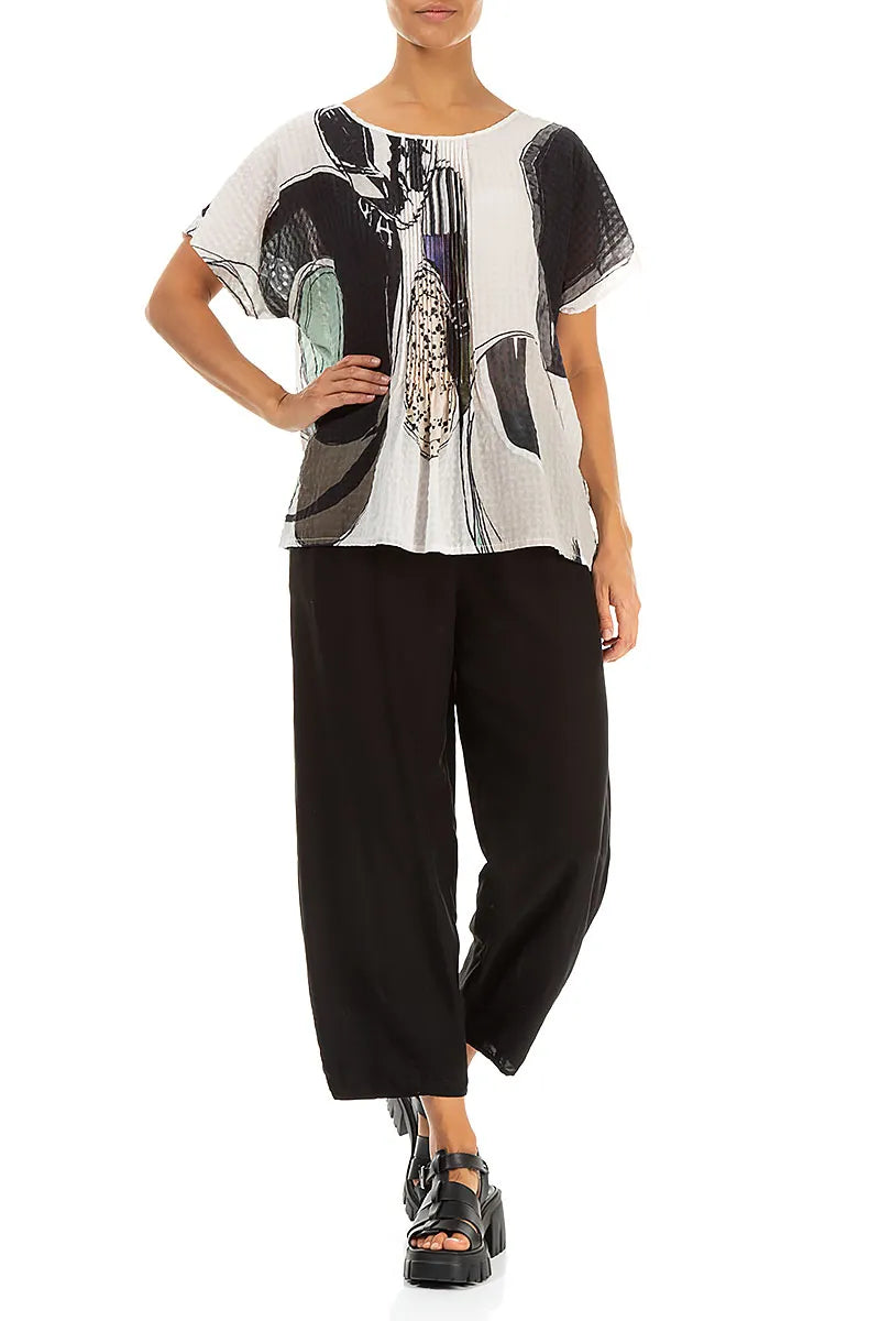 Pantalon fuselé en soie et bambou noir