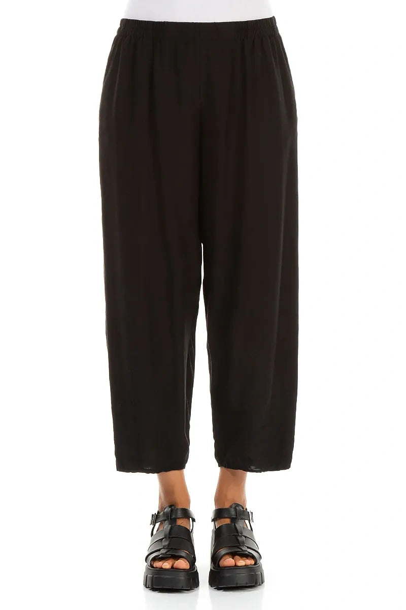 Pantalon fuselé en soie et bambou noir