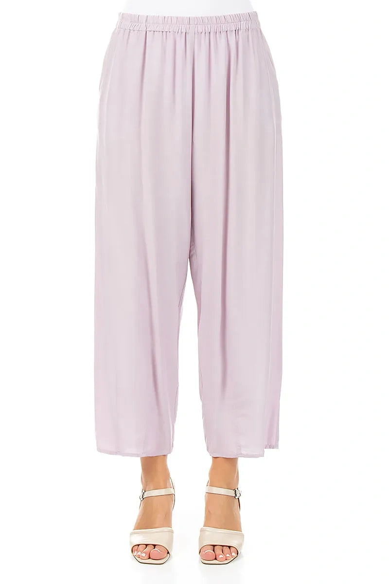 Slight Taper Lilac Silk Bamboo Trousers 1