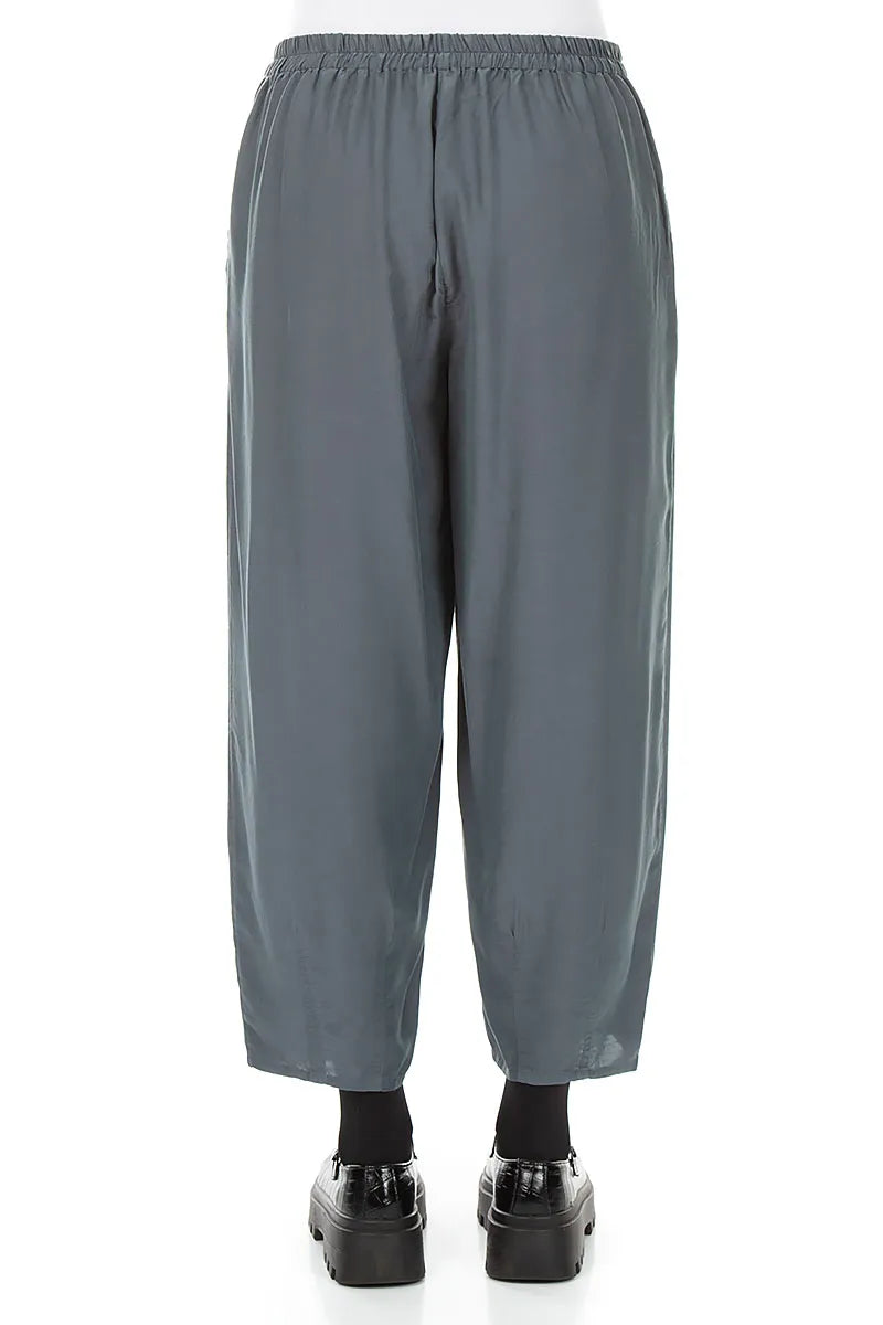 Slight Taper Slate Silk Bamboo Trousers 2