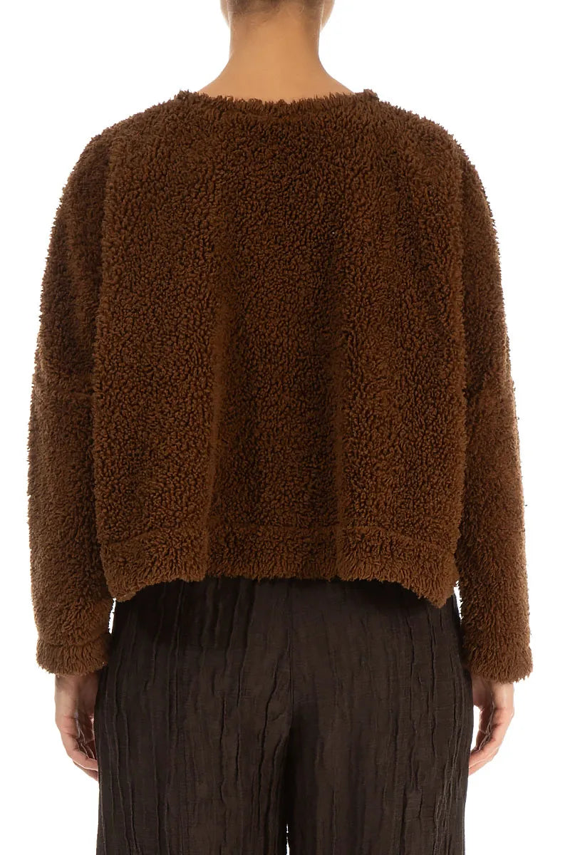 Snap Front Aged Copper Teddy Cotton Jacket 3