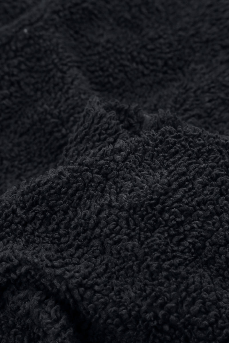 Schiefergraue Teddy-Baumwolljacke mit Druckknopfverschluss vorne