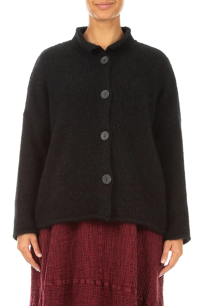 Gilet à col souple en cachemire et Laine noir