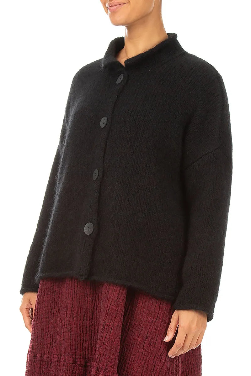 Gilet à col souple en cachemire et Laine noir