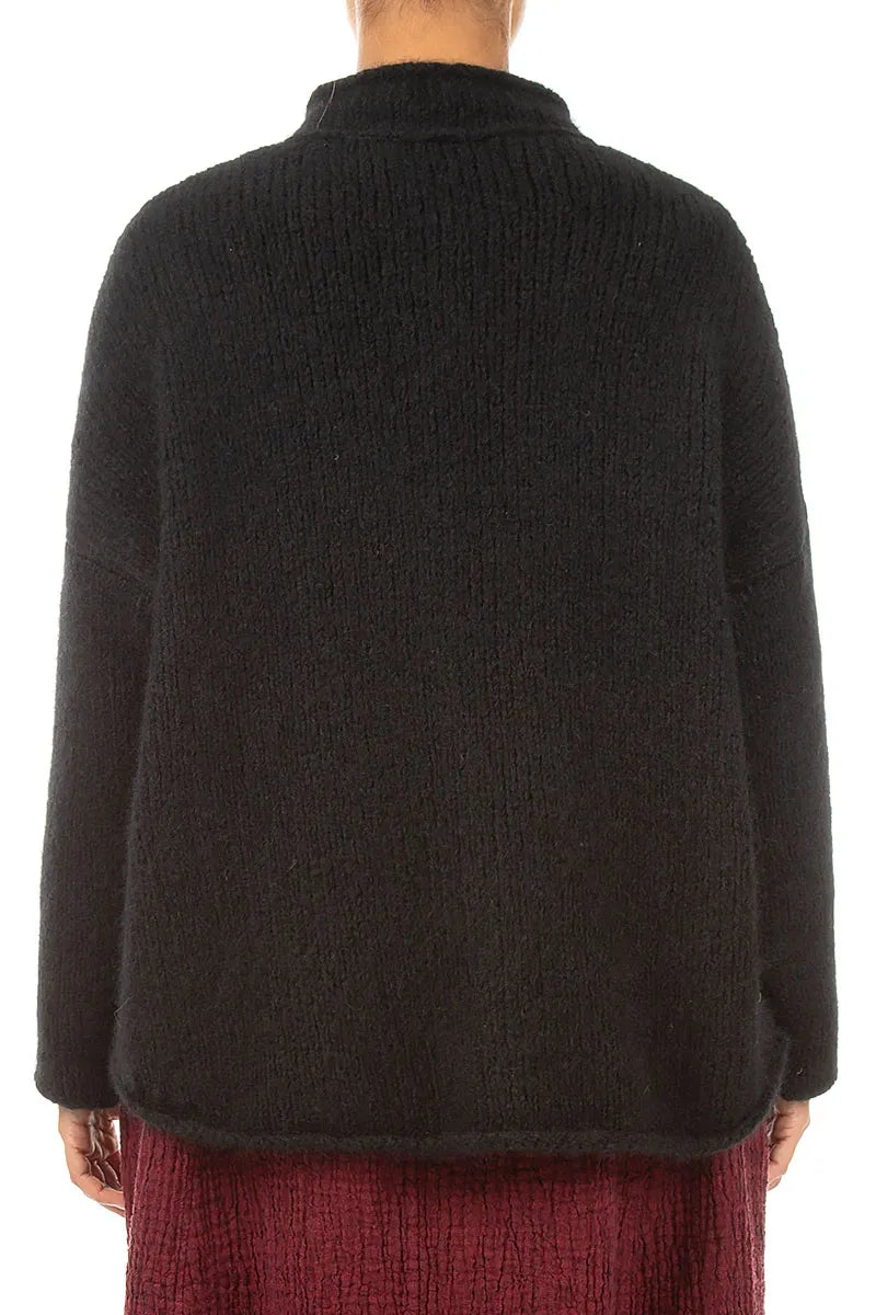 Gilet à col souple en cachemire et Laine noir