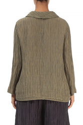 Soft Cowl Neck Crinkled Silver Sage Silk Blouse 2