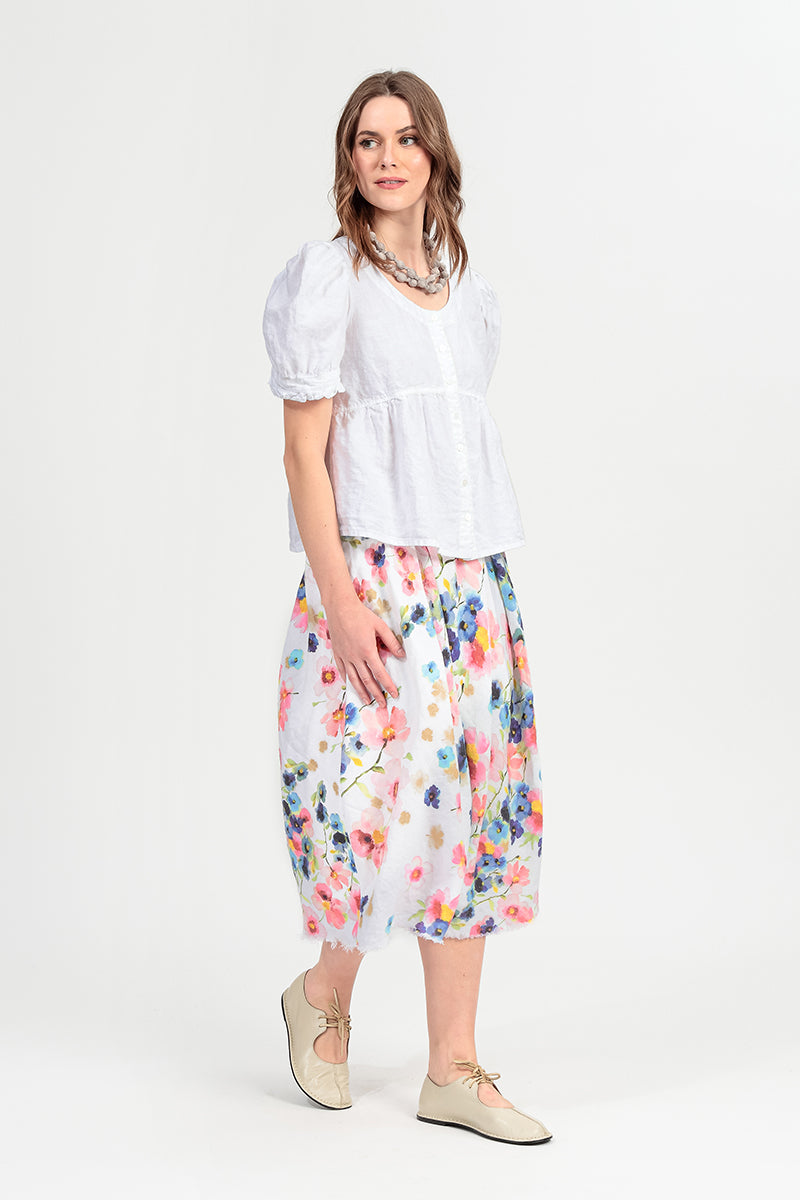 Soft Volume Sleeve White Linen Shirt 6