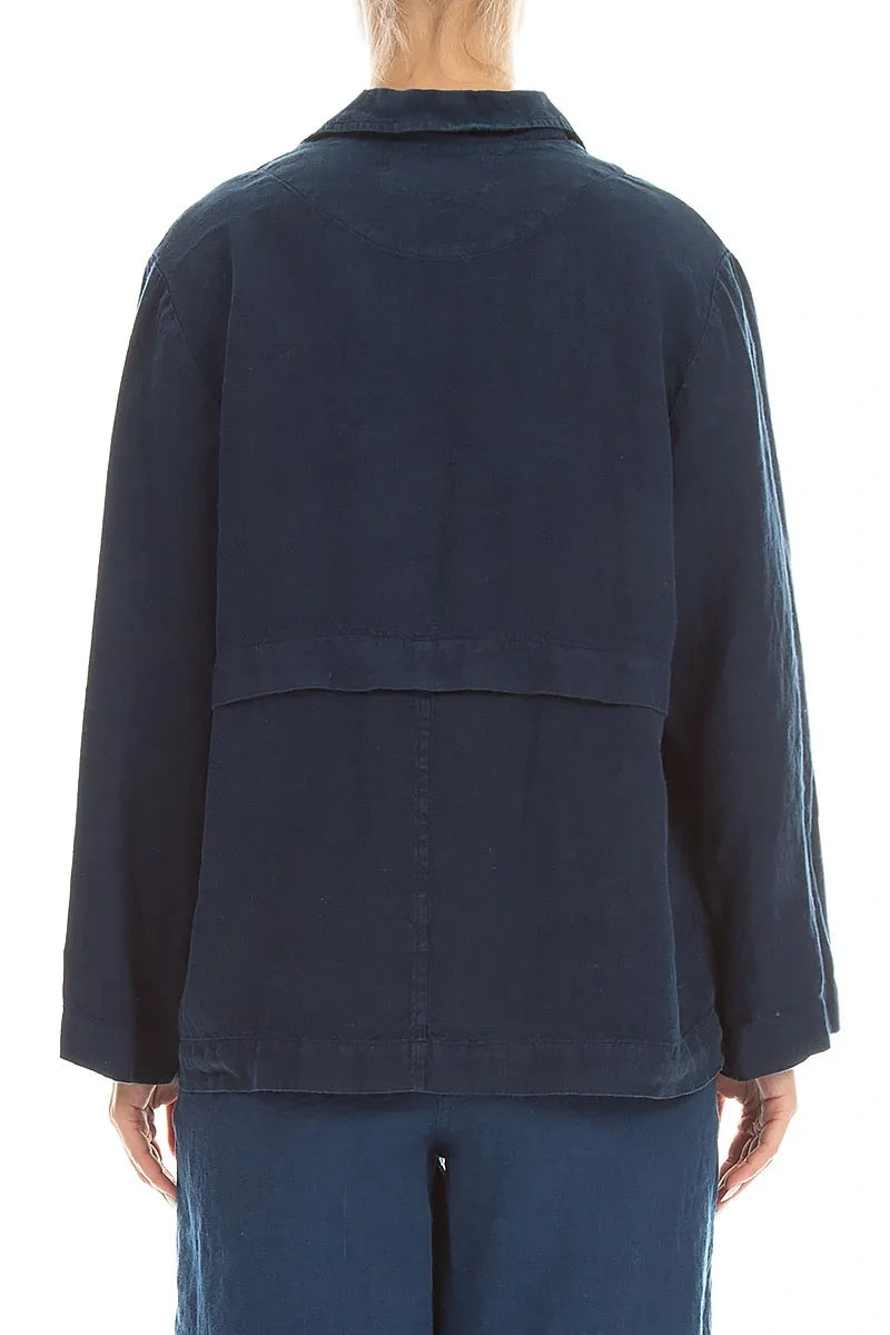 Softly Structured Navy Linen Jacket 2