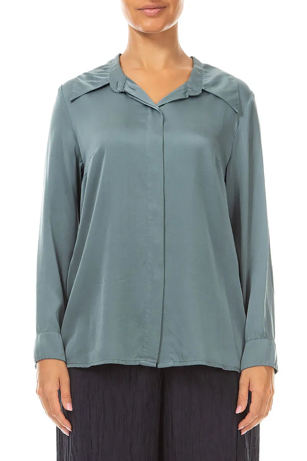 Softly Tailored Slate Silk Shirt