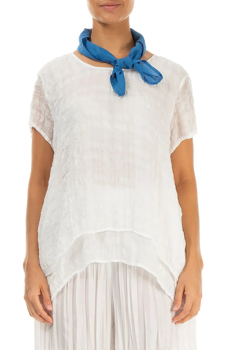 Square Cobalt Blue Silk Cotton Scarf 1