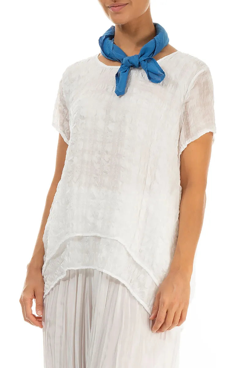 Square Cobalt Blue Silk Cotton Scarf 3