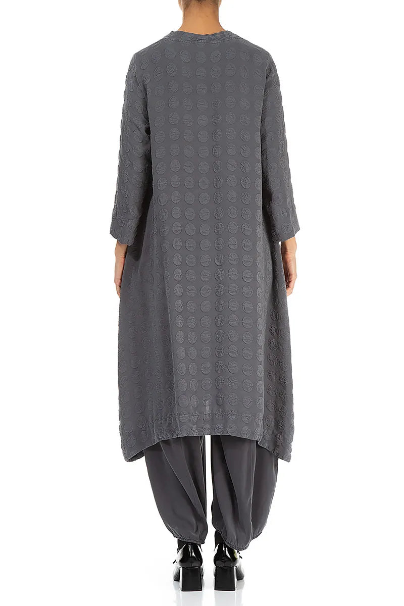 Square Neck Bubble Grey Silver Silk Dress 3