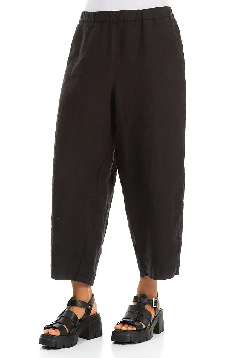 Straight Black Linen Trousers 3