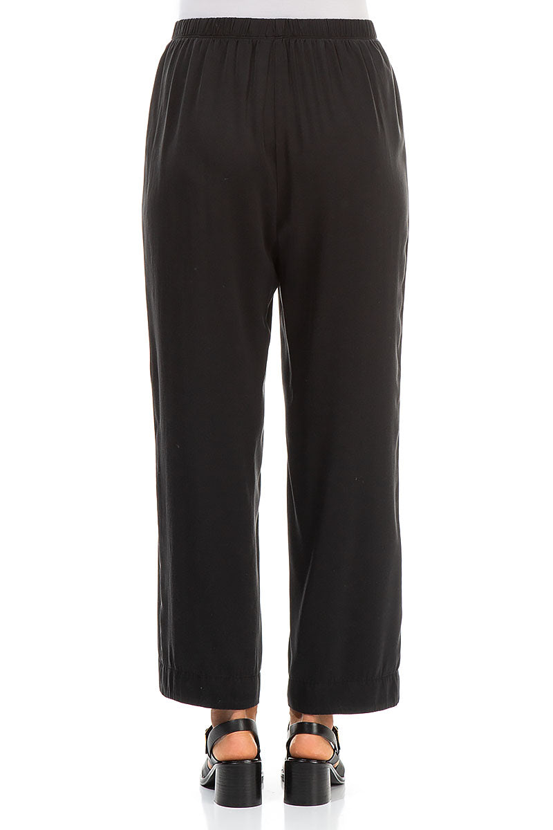 Straight Black Silk Trousers 2