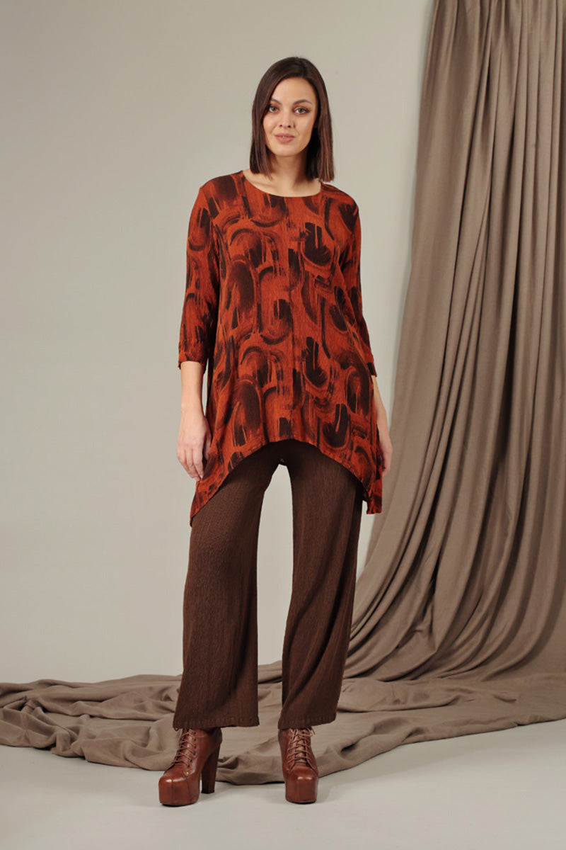 Straight Chocolate Silk Viscose Trousers 7