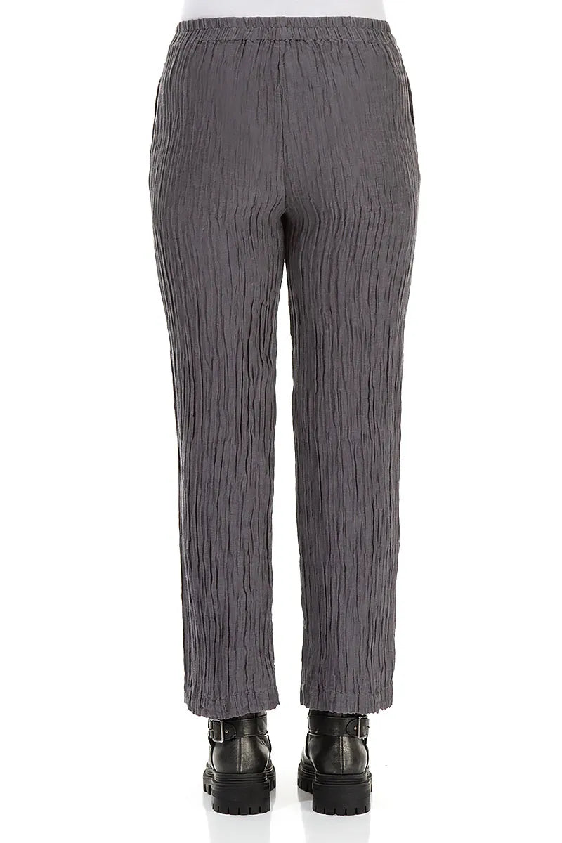 Straight Crinkled Iron Silk Trousers 2