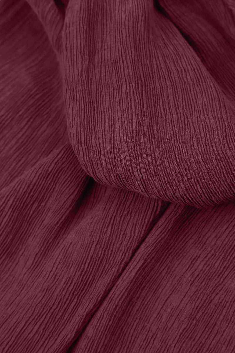 Straight Cropped Merlot Silk Viscose Trousers 5