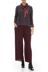 Straight Cropped Merlot Silk Viscose Trousers 4