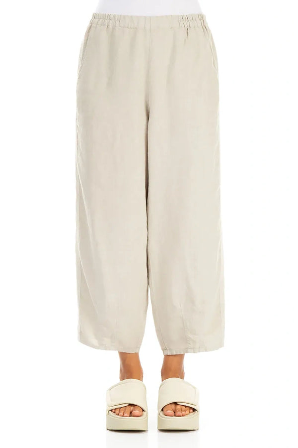 Straight Cropped Natural Linen Trousers 1