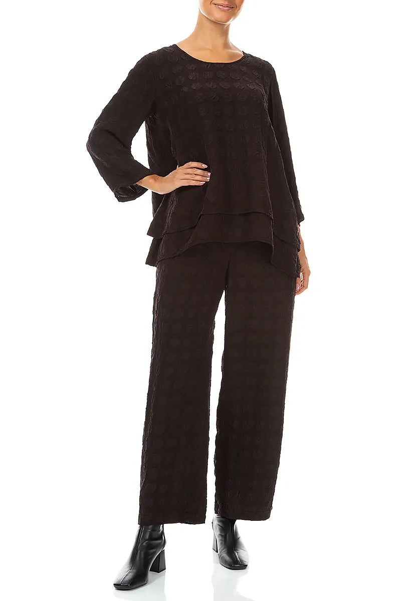 Pantalon droit en soie Bubble coloris prune foncé