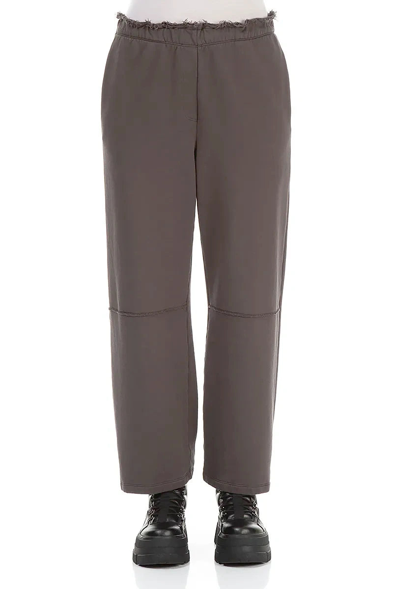 Straight Forest Brown Cotton Trousers 1