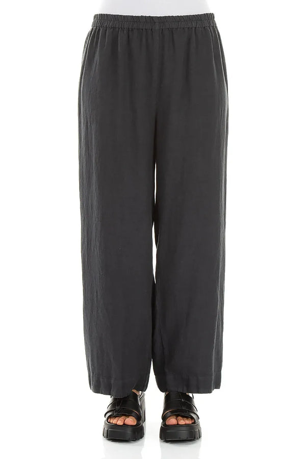 Straight Graphite Linen Trousers 1