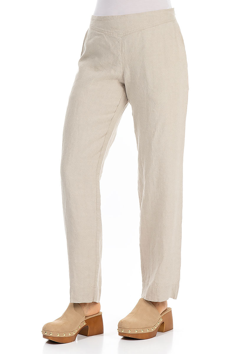 Straight Leg Natural Linen Trousers 3